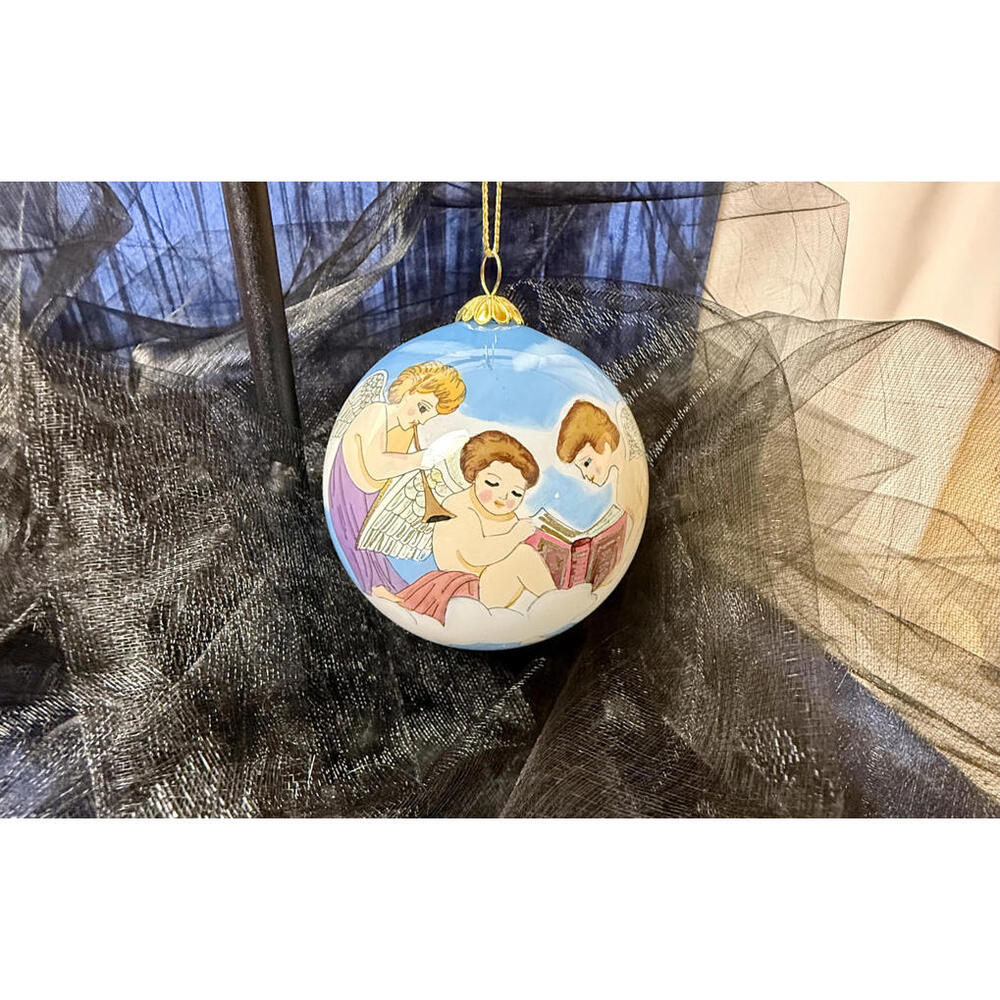 Vintage The "Li Bien" Ornament "Hark The Herald Angles Sing" With Velvet Box